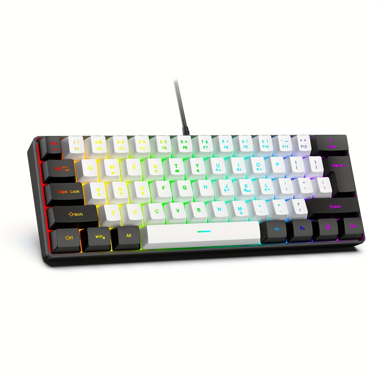 60 % kabelgebundene Gaming-Tastatur, 61 Tasten, RGB und ultrakompakte Handballenauflage