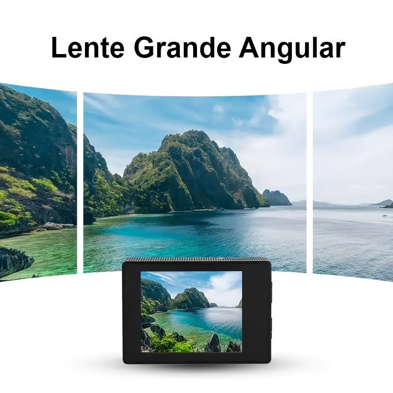 HD 1080P Action-Kamera, 140° Winkel, 5-Zoll-LCD-Bildschirm, TF-Karte, wiederaufladbarer Akku, Aufnahmen im MP4-Format – ideal für Sport und Freizeit.