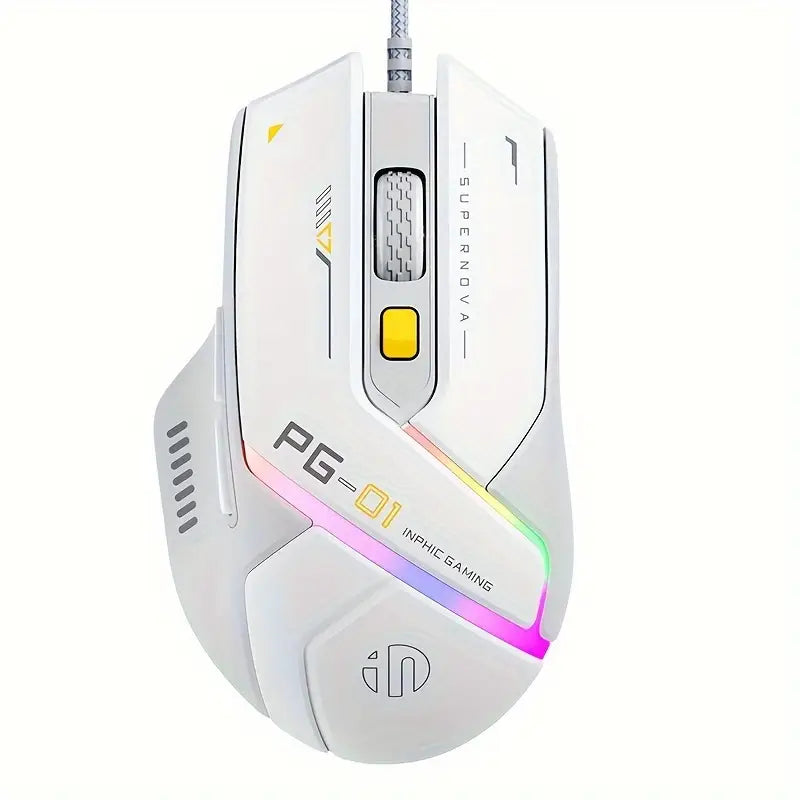 INPHIC PG1 Kabelgebundene RGB-programmierbare Gaming-Maus