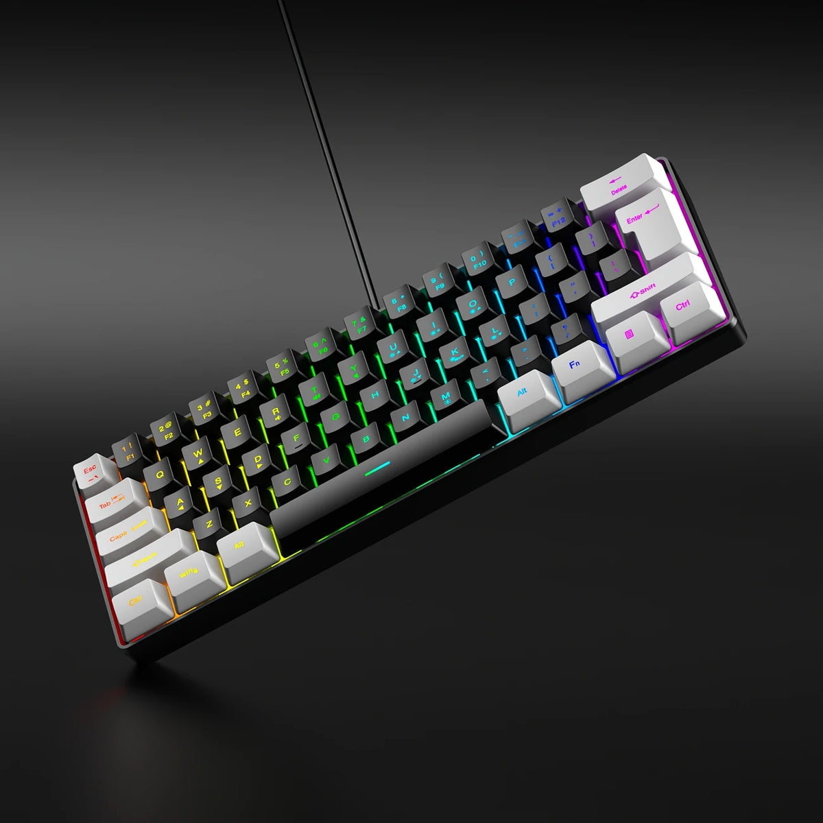 60 % kabelgebundene Gaming-Tastatur, 61 Tasten, RGB und ultrakompakte Handballenauflage