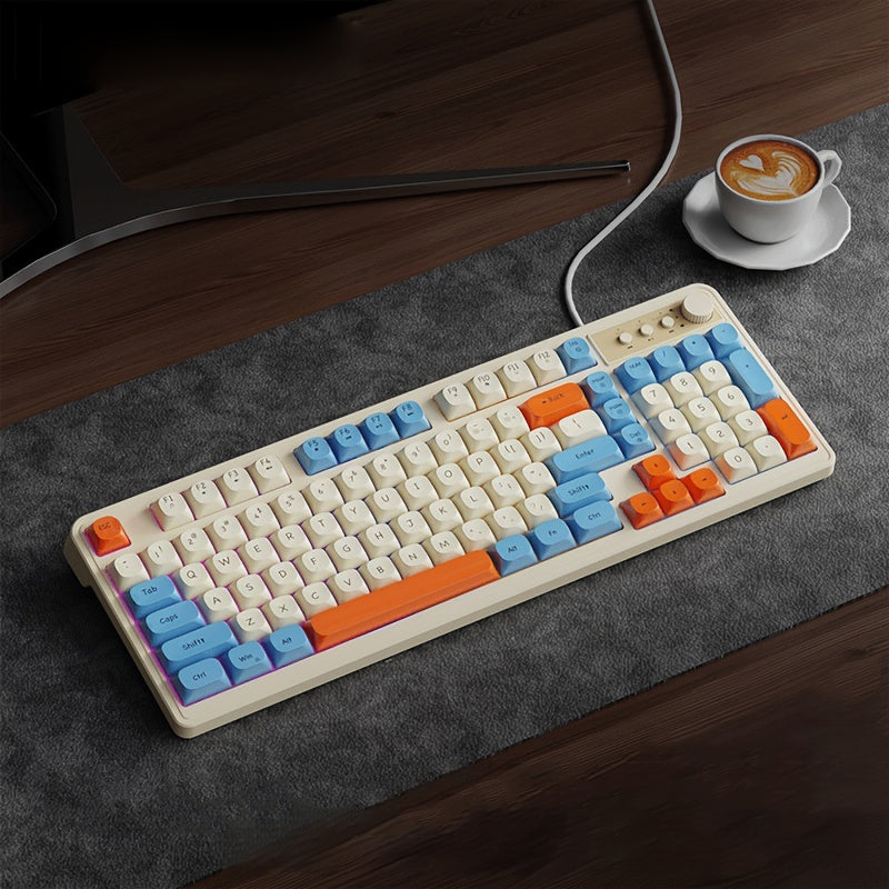 EWEADN Kabelgebundene Gaming-Tastatur, 98 Tasten, Regenbogen-Hintergrundbeleuchtung