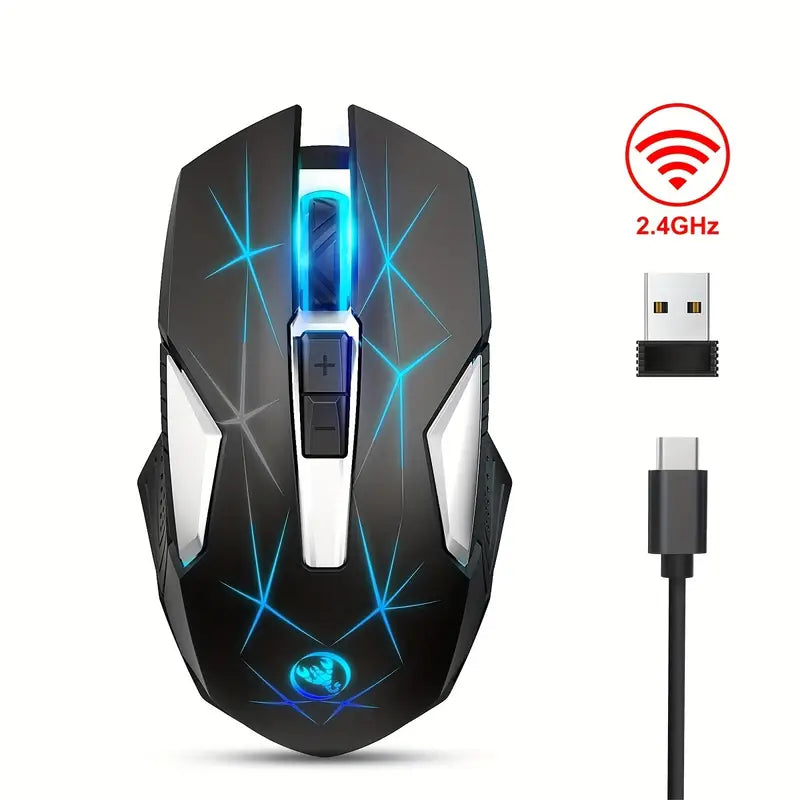 HXSI USB-aufladbare RGB-Kabellose Maus