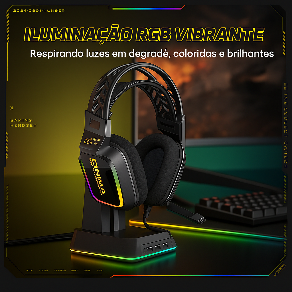 X13 Gaming-Headset mit geräuschunterdrückendem Mikrofon, RGB- und Memory-Ohrpolstern – USB-Surround-Sound