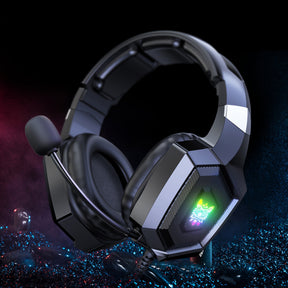 Kabelgebundenes Gaming-Headset mit RGB-Surround-Sound, 360°-Mikrofon und Geräuschunterdrückung – Schwarz