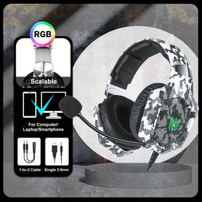 Kabelgebundenes Gaming-Headset mit RGB-Surround-Sound, 360°-Mikrofon und Geräuschunterdrückung – Schwarz