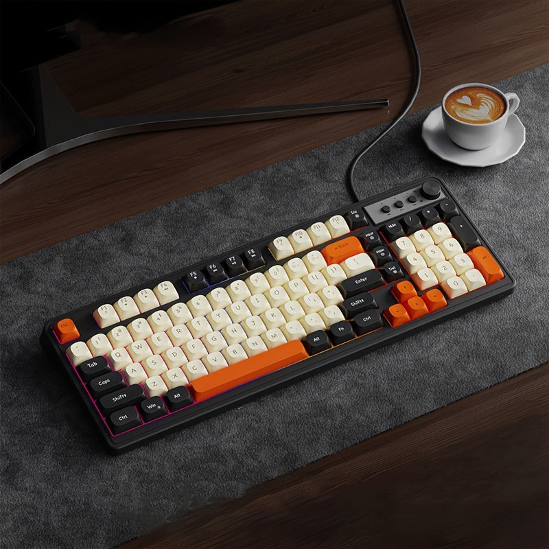 EWEADN Kabelgebundene Gaming-Tastatur, 98 Tasten, Regenbogen-Hintergrundbeleuchtung