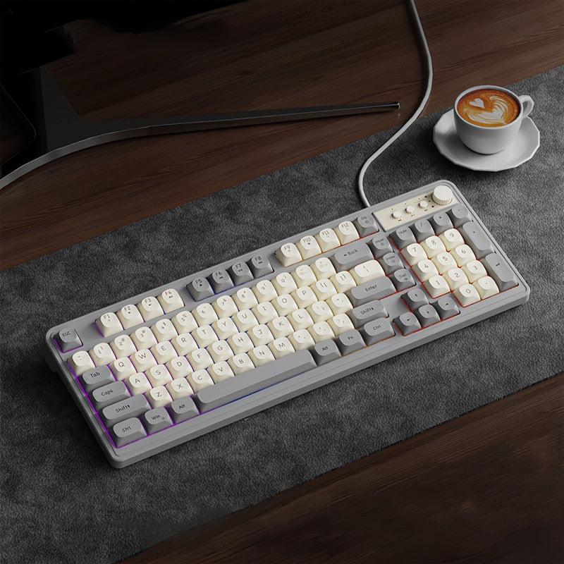EWEADN Kabelgebundene Gaming-Tastatur, 98 Tasten, Regenbogen-Hintergrundbeleuchtung